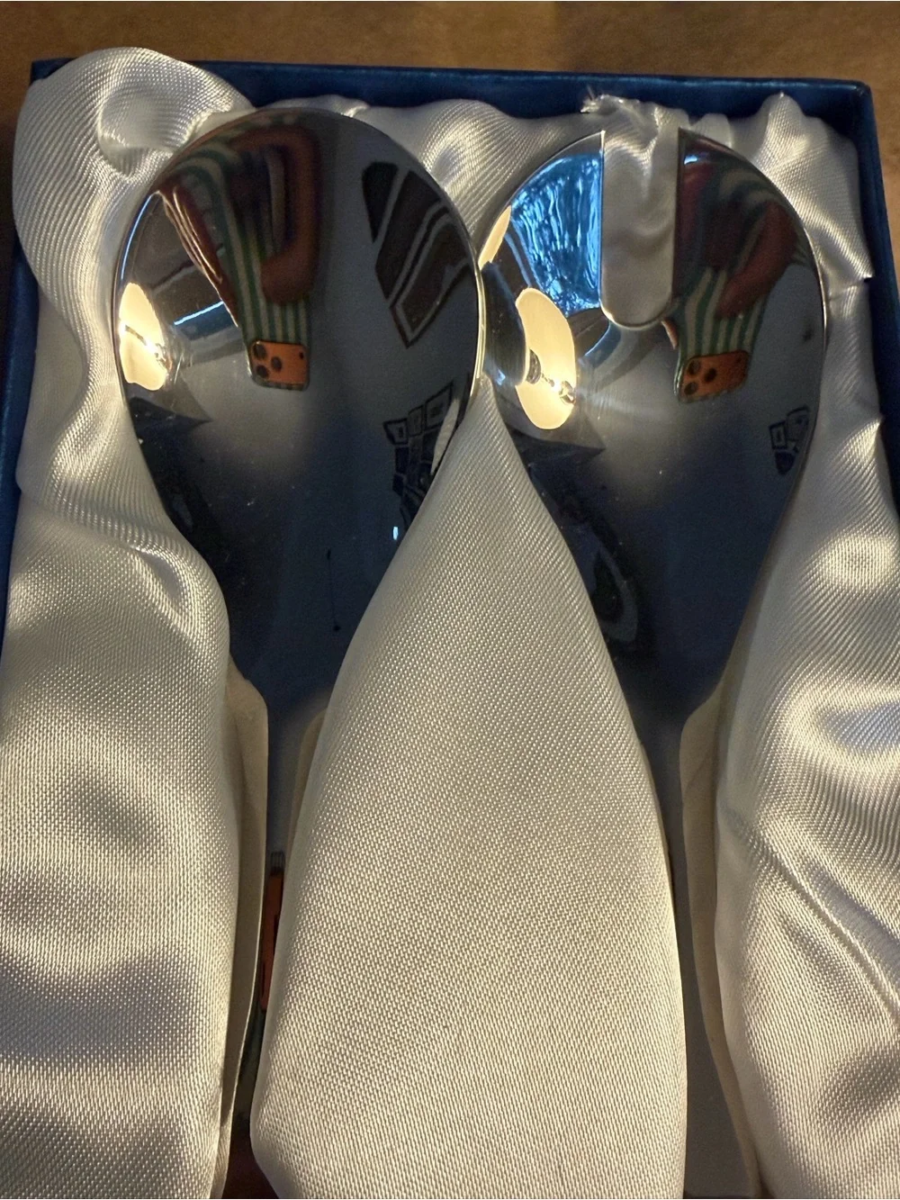 Blue Salad Server Set Stainless Steel Serving Utensils NIB
